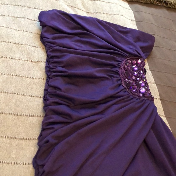 Forever 21 Purple Fitted Ruched Dress Sz S - Picture 3 of 6